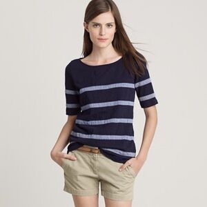 J Crew Navy and Gray Striped Women's Top